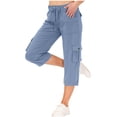 thumbnail image 2 of Shorts Capris Cargo pour Femmes, Pantalons Capris Cargo de Randonnée pour Femmes, Capris Cargo Amples pour Femmes avec Poches Taille Extensible, Shorts Légers à Séchage Rapide pour l'Extérieur, Sport, Voyage, Décontractés, Amples et Confortables, 2 of 7