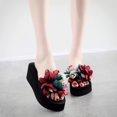 thumbnail image 4 of Fashion Women Slip-on Open Toe Wedges Heels Causal Flower Slipper Slides Shoes, 4 of 9