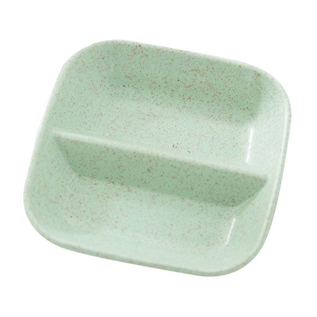 Wheat Straw Square Divided Seasoning Dishes Table sauce plate Sauce Container Kitchen Cutlery Snack Plate