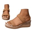 thumbnail image 1 of Dakaela Sandales pour Femmes Confortables à Plateforme Compensée Espadrilles à Bout Ouvert pour la Marche à Enfiler Chaussures Brun 7, 1 of 9