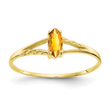 Bague en Or Jaune 10K Polie avec Pierre de Naissance en Citrine Géniune