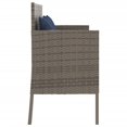 thumbnail image 3 of vidaXL Garden Bench with Cushions Grey Poly Rattan, 3 of 5