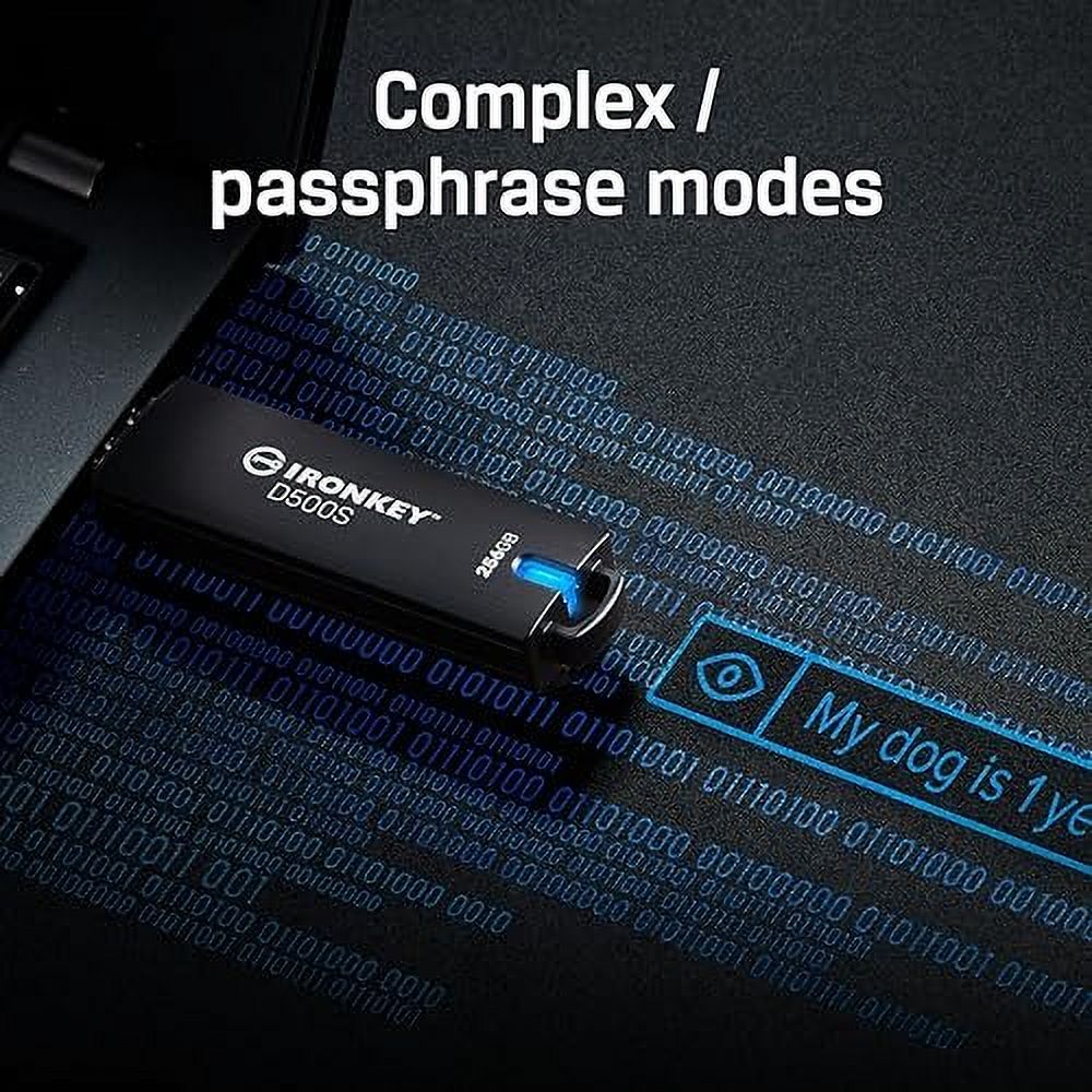 Kingston Ironkey D500S Clé USB cryptée 16 Go | Double partition cachée | FIPS 140-3 niveau 3 | XTS-AES 256 bits | Protection BadUSB et Brute Force | Option multi-broches | IKD500S/16 Go