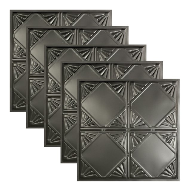 Great Lakes Tin 2ft Ceiling Tiles 5 Pack- Premium Tin-Plated Steel, Class A Fire Rated