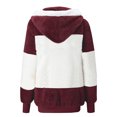 thumbnail image 5 of EGNMCR Womens Winter Fuzzy Fleece Jacket Hooded Drawstring Color Block Patchwork Cardigan Zipper Pullover Coats Outerwear with Pockets, 5 of 5