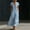 Blue, variant on pstuiky Sundresses for Women, Women's V-Neck Maxi Dress Short Sleeve Asymmetrical Button Down Casual Long Dress with Pockets
