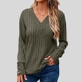 thumbnail image 2 of MeetoTime Women's V-Neck Ribbed Long Sleeve Tunic Tops Fall Casual Solid Color Stretchy Knit Sweater Pullover, 2 of 7