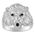 thumbnail image 1 of RYLOS Rings Sterling Silver Lion Head Ring Black Diamonds Eyes & Gemstone Mouth Fun Designer Rings Black Diamond Jewelry Size 9, 1 of 7
