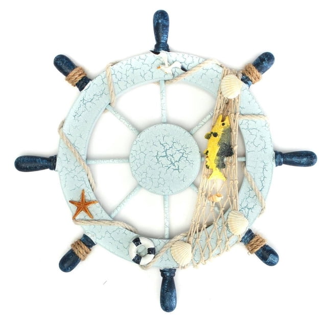 MasteelfCA Nautical Beach Boat Ship Steering Wheel Fishing Net Shell Home Wall Decor (Fish)