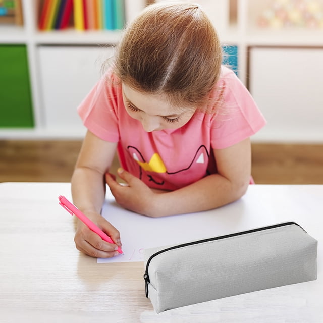 Gray Students Simple Oxford Cloth Pencil Bag Large Capacity Stationery Organizer Compact Opening Design Gray School Supply