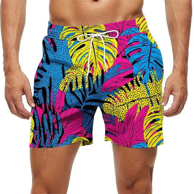 Kakii Men's Swim Trunks Hawaiian Bathing Mesh Lining Suit Swimsuits Beach Shorts with Pockets