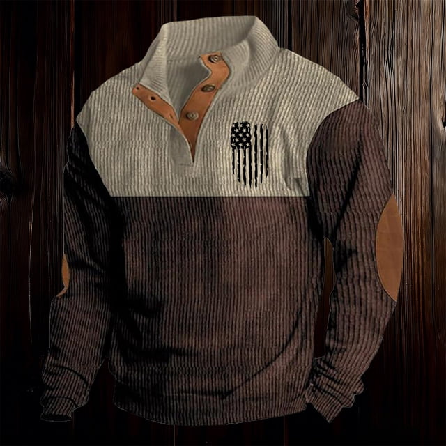 Chandail Sans Capuche pour Homme à Manches Longues, Col Ras du Cou, Chandail à Enfiler pour un Confort et un Style Quotidiens avec une Ambiance Mode Urbaine Décontractée
