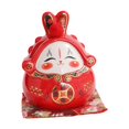 thumbnail image 2 of simhoa Chinese Bunny Statue Piggy Bank Ceramic Piggy Bank Decoration Collectible Red, 2 of 8