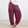 thumbnail image 2 of adviicd Pantalon de Randonnée Femme Ample à Cordon Taille Haute Jambe Droite Pantalon de Jogging TTG, Vin, 2 of 5