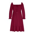 thumbnail image 4 of Gspmoly Robe d'Été, Robe Moulante Aguichant pour Femmes à Encolure Carrée - Mode Décontractée, Tempérament, Cordon de Serrage, Dos Ajouré Ouvert, à Lacets, Manches 3/4, Robes d'Été pour Femmes Offres Prime, 4 of 6