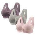 thumbnail image 1 of Yanlir 3PCS Everyday Bra for Women's Fashion Button No Underwire Front Closure Comfort Bras Full-Coverage Senior Wireless Snap Closing Bra(Multicolor#3,5XL), 1 of 6