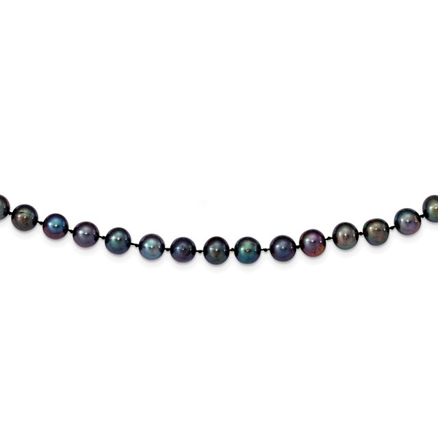 Collier de Perles d'Eau Douce de Culture Rondes Noires 14k 8-9mm (Poids : 50,68 Grammes, Longueur : 24 Pouces)