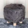 thumbnail image 2 of Stool Slipcover Upholstered Padded Pouf Furry Cover Home Supplies Grey, 2 of 6