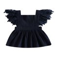 thumbnail image 1 of Toddler Kids Girls Princess Dress Solid Color Lace Fly Sleeve Dress, 1 of 8