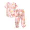 thumbnail image 1 of Yoodem Pyjamas pour Femmes Ensembles de Pj pour Femme Été Col Rond Ensemble Pyjamas Manches Courtes Pantalon Long Ensemble de Pyjama, 1 of 3