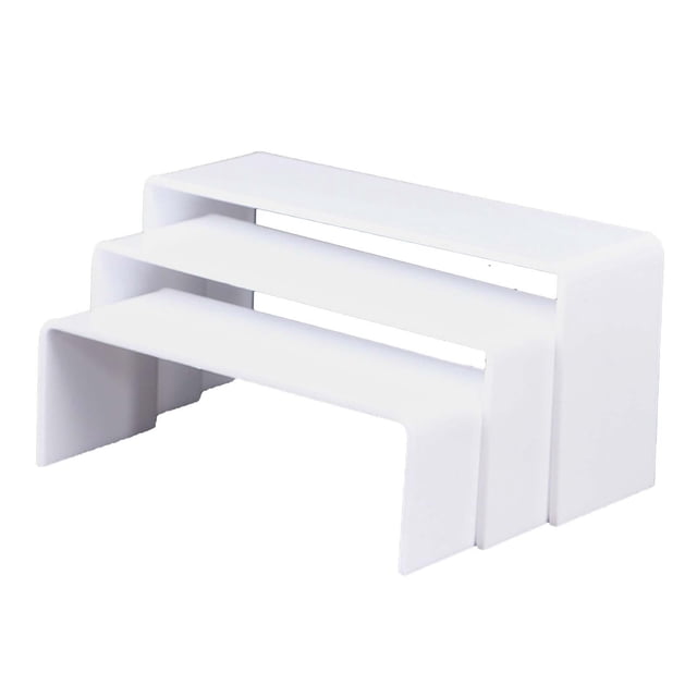 DOLITY 3 Pcs Présentoir en Acrylique Présentoir Rack Support Étagère Multi-Niveaux Multifonctionnel Blanc