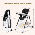 thumbnail image 3 of Baby Convertible Folding Adjustable High Chair withWheel Tray Storage Basket Black, 3 of 7