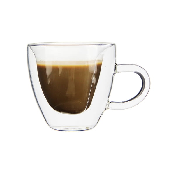 Double Layer Glass Cup with Handle for Couples - Insulated Heart Shaped Beverage Glass for Coffee Milk Tea and More Glassware for Shared Moments
