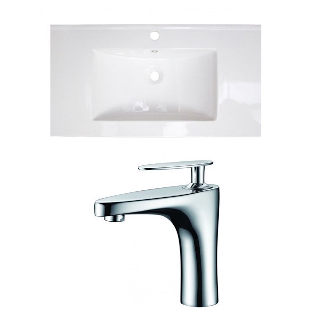 American Imaginations 32-in. W 3H8-in. Ceramic Top Set In White Color - Overflow Drain Incl. AI-15660