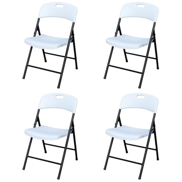 Peakform Plastic Folding Chair, Indoor Outdoor Seating, 4 Pack, White