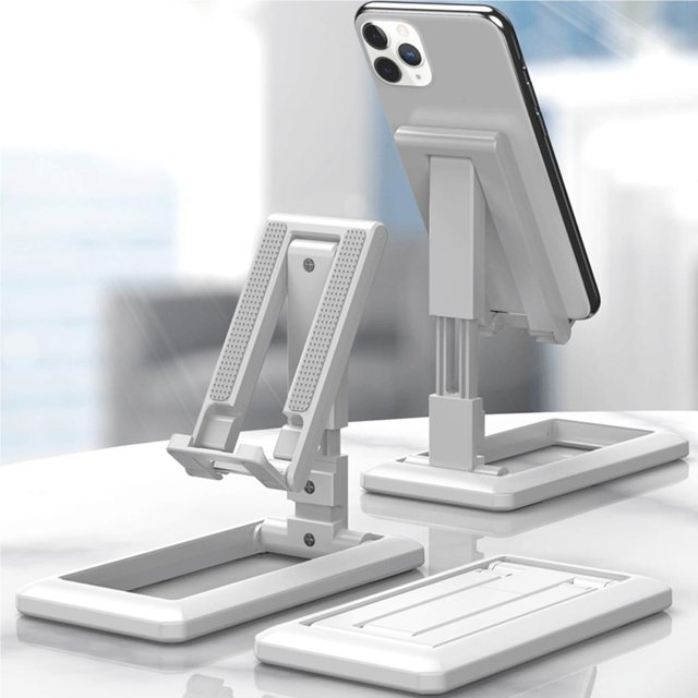 mmirethe Support de Tablette de Téléphone Pliable Télescopique Support de Téléphone de Bureau Réglable Blanc