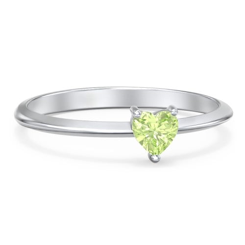 Heart Birthstone Ring - Peridot (August)
