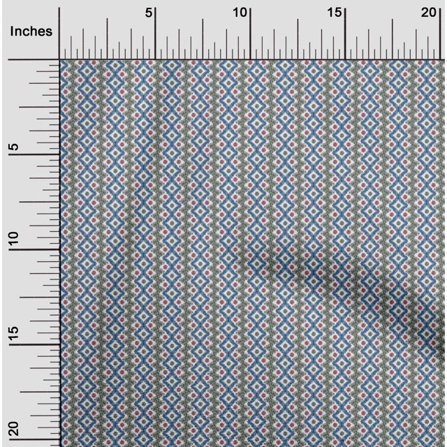 oneOone Cotton Poplin Fabric Diamond & Chevron Ikat Print Sewing Fabric BTY 56 Inch Wide