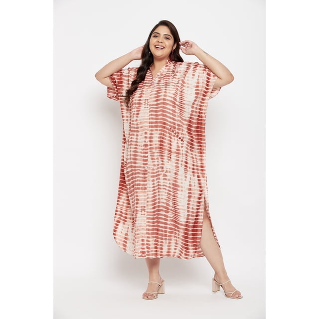 Oussum Robe Caftans pour Femme Grande Taille Imprimée Longue Maxi à Boutons Robes Caftan
