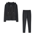 thumbnail image 1 of Dvkptbk Women's Casual Solid Color Hoodie Sweatshirt Two Piece Sets Long Set Fall Winter Tracksuit Sweatsuits, 1 of 4