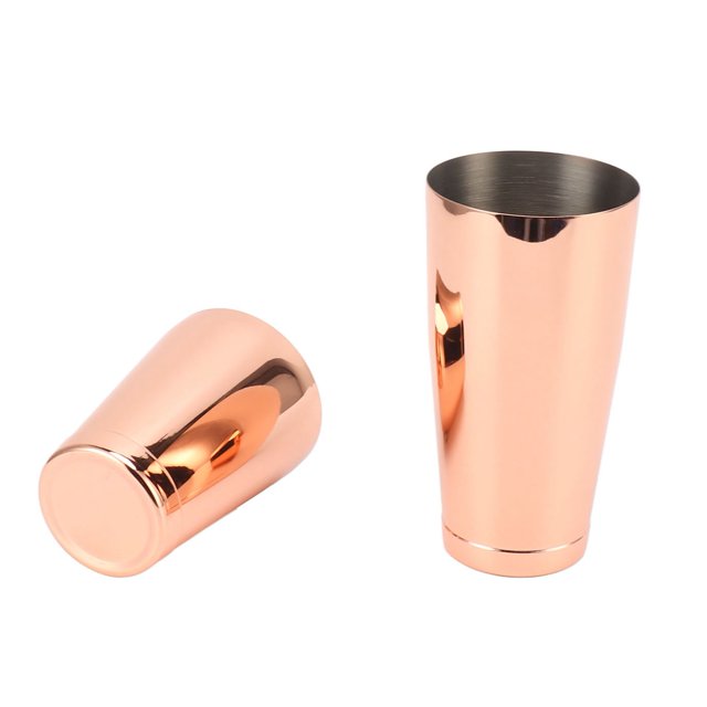 Shaker à Cocktail, Finition Satinée Inaltérable Largement Utilisé en Acier Inoxydable 304 2 Sections Mélangeur Anti-Humidité pour Barbecues Miroir avec Fond Tasse, Plaqué Or avec Fond