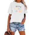 thumbnail image 2 of TSADFHJI T-Shirt à Manches Longues pour Femmes Grande Taille Mode Décontractée Imprimé Col Rond Manches Courtes Chandail TG Blanc, 2 of 4