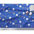 thumbnail image 3 of Soimoi Blue Moss Georgette Fabric Heart & Love Text Printed Fabric 1 Yard 42 Inch Wide, 3 of 5