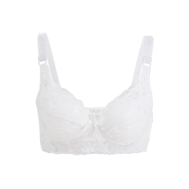 INSPIRE CHIC Women Full Cup Bras Breathable Comfort Floral Lace Full Coverage Non Padded Underwired Bra 38/85 Fit 36B/C White