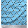 thumbnail image 1 of Soimoi Blue Poly Georgette Fabric Toucan Bird Printed Fabric 1 Yard 42 Inch Wide, 1 of 3