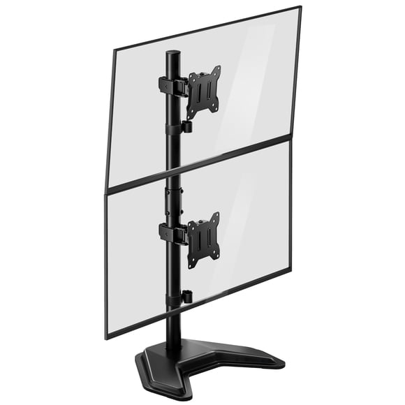 monTEK Stable Stacked Dual Monitor Stand, Heavy-Duty Vertical Monitor Mount for 17-32 inch Screen, Full Motion Arm with Tilt, Swivel, Rotation, Up to 22 lbs per Arm, Soli