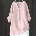 thumbnail image 2 of Penkiiy Tunique Oversize pour Femme Blouse à Manches Longues Décontractée Midi T-Shirt en Coton et Lin Hauts Confortable Grande Taille Chemise Asymétrique L Rose, 2 of 6