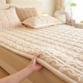 thumbnail image 4 of Thick Taffeta Velvet Mattress Pad 59"x78" - Cotton Quilted Slip-Resistant Flannel Mattress Topper Machine Washable Foldable Warm Bed Pad (Khaki)​, 4 of 7