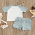 thumbnail image 4 of Toddlers Boys Ribbed 2Pcs Outfits  Short Sleeve O-Neck Letter Printed T-Shirt + Waist Drawstring Short Pants, 4 of 7