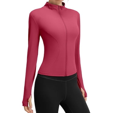 Workout Jacket for Women, Fitted Long Sleeve Athletic Top, Breathable Lightweight Yoga Jacket for Running and Gym, Shaping Sports Coat