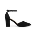 thumbnail image 3 of BLISSFUL STEP Women's Pointed Toe Rhinestone Ankle Strap Chunky Heels Pumps Black (Size 7), 3 of 6