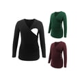 thumbnail image 3 of Jchiup Maternity Shirt Side Button and Ruched Long Sleeve Tunic Nursing Tops, 3 of 5