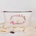 thumbnail image 1 of Lindbes Letter A-Z Flower Print Makeup Bag  Gift For Girls  Cute Retro Simple Fashion Letter Pattern Printed Bag Storage Bag Cosmetic Pouch For Small Items Storage Storage Bag  Makeup Sto, 1 of 7