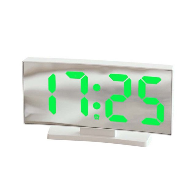Bgsha 1PC Led Electronic Clock Desktop Clock Simple Alarm Clock Curved Screen Clock