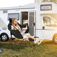 thumbnail image 3 of Gymax 2 Pcs Hamac Chaise de Camping avec Repose-Pieds Rétractable et Sac de Transport pour le Camping Noir, 3 of 10