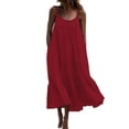 thumbnail image 1 of Bellella Robe de Nuit pour Femmes Couleur Unie Chemise de Nuit Sans Manches Ample Col Rond Vêtements de Détente Fête Rouge Vin TG, 1 of 2